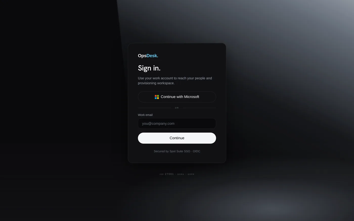 OpsDesk sign-in screen