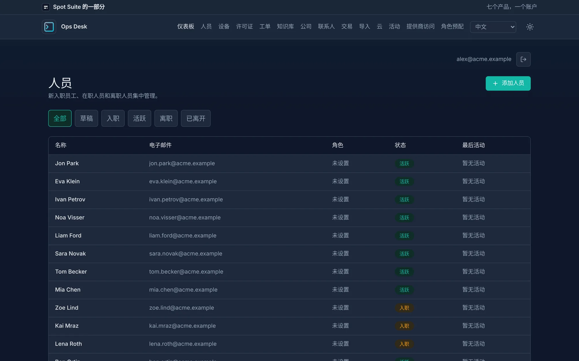 OpsDesk 人员界面